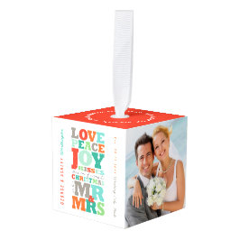 Love Peace Joyキス第1回クリスマスフォト キューブオーナメント