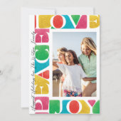 LOVE PEACE JOY 1枚の写真モダンクリスマスフレーム シーズンカード (正面)