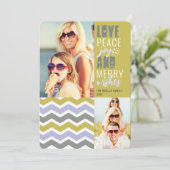 Love Peace Joy And Wishes Chevronの写真メリーを撮モダンる シーズンカード (スタンド正面)