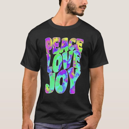 Love Peace Joy  Hippie Tie Dye Batik Style Tシャツ (正面)