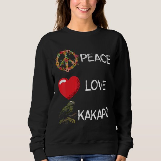 Love Peace Kakapo Bird Kakapo Parrot New Zealand K スウェットシャツ (正面)