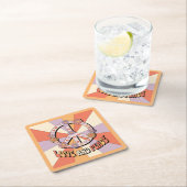  Love Peace Sign Flowers  スクエアペーパーコースター (インサイチュ)