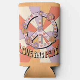  Love Peace Sign Flowers Can Sleeve スリム缶クーラー