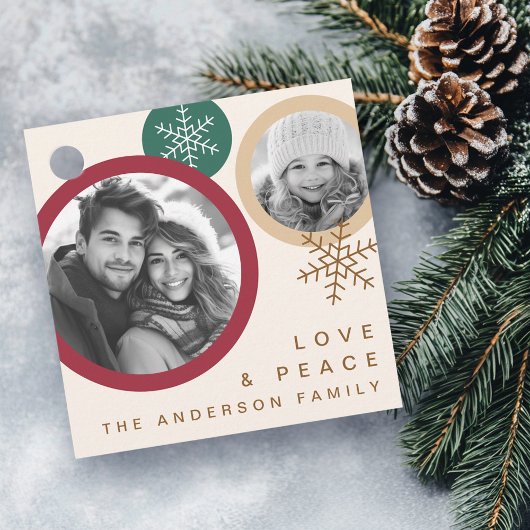 Love peace snowflakes red green photo holiday フェイバータグ