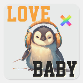 LOVE × PENGUIN - Custom スケートボード スクエアシール