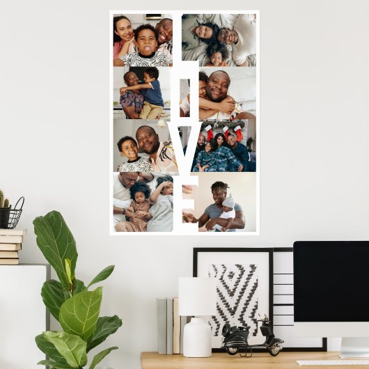 LOVE Personalized 8 photo collage ポスター (ホームオフィス)