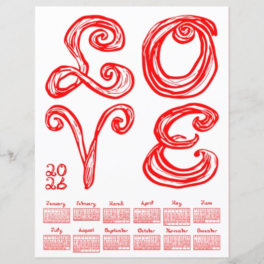 LOVE Philly Art Inspired Fabric Font 2026 Calendar (正面)