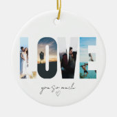 LOVE Photo Collage Christmas セラミックオーナメント (正面)