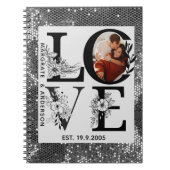 Love photo simple modern personalised gift silver ノートブック (正面)