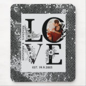 Love photo simple modern personalised gift silver マウスパッド (正面)