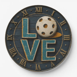 Love Pickleball Rustic Vintage Pickleball Lover ペーパープレート