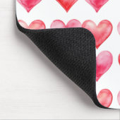 Love pink and red watercolor hearts pattern  マウスパッド (コーナー)
