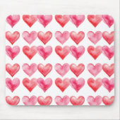 Love pink and red watercolor hearts pattern  マウスパッド (正面)
