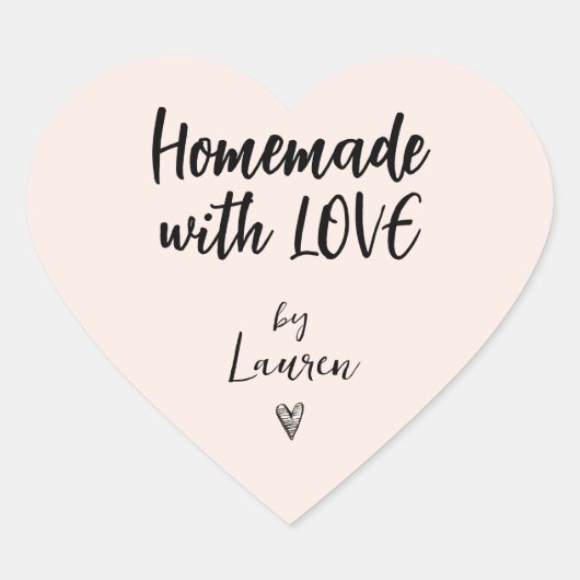 LOVE Pink & Blackハートステッカー付き手作り ハートシール (正面)