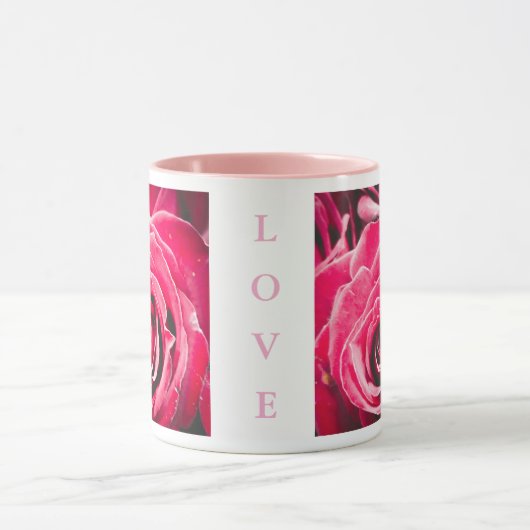 Love Pink Roses 11oz Two-Tone Mug Pink マグカップ (中央)