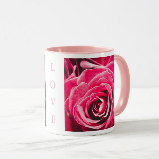 Love Pink Roses 11oz Two-Tone Mug Pink マグカップ (正面右)