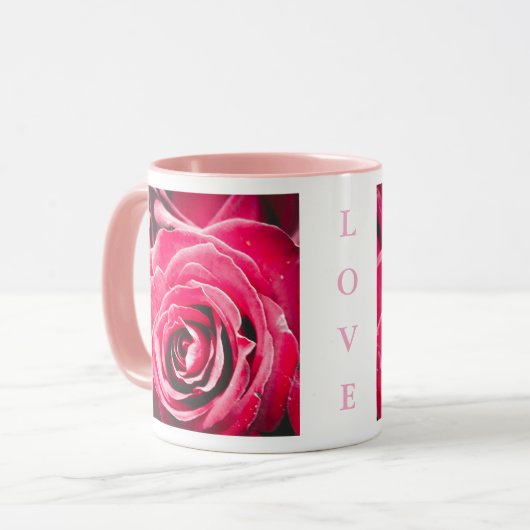 Love Pink Roses 11oz Two-Tone Mug Pink マグカップ (正面左)