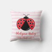 LOVE Pink Striped ladybug Throw Pillow クッション (裏面)
