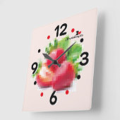 LOVE PIXEL FRUIT BY MASANSER  STRAWBERRIES スクエア壁時計 (傾斜)