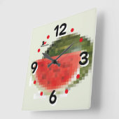 LOVE PIXEL FRUIT BY MASANSER  WATERMELON スクエア壁時計 (傾斜)
