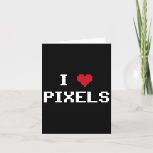 Love Pixels C64ファンハートゲーミングシャツビおもしろいデ カード (正面)