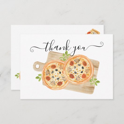Love & Pizza Thank You Note 招待状 (正面/裏面)