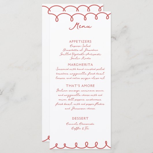 Love & Pizza | Whimsical Menu (正面/裏面)