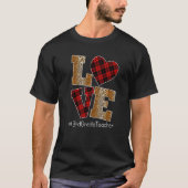 LOVE Plaid Red Leopard 3rd Grade Teacher Valentine Tシャツ (正面)