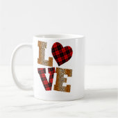 Love Plaid Red Leopard Kindergarten Teacher Valent コーヒーマグカップ (左)