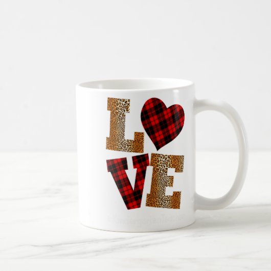 Love Plaid Red Leopard Kindergarten Teacher Valent コーヒーマグカップ (右)