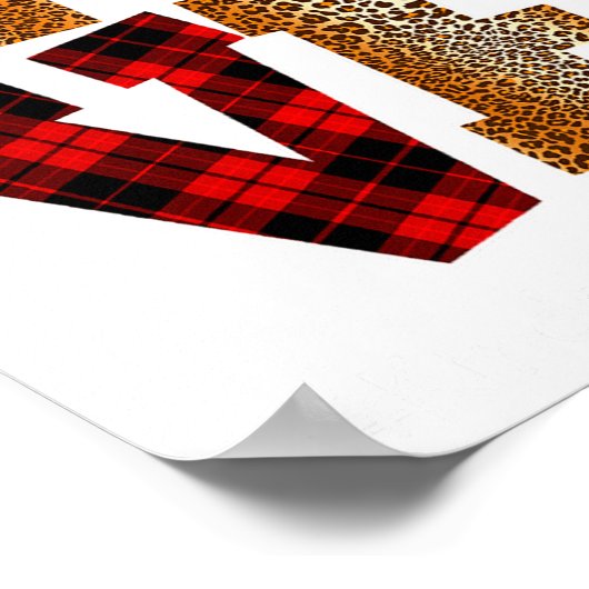 Love Plaid Red Leopard Kindergarten Teacher Valent ポスター (角)