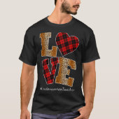Love Plaid Red Leopard Kindergarten Teacher Valent Tシャツ (正面)