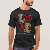 LOVE Plaid Red Leopard Kindergarten Teacher Valent Tシャツ (正面)