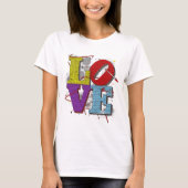 LOVE Pop Art  – Retro Valentine’s T-Shirt Tシャツ (正面)