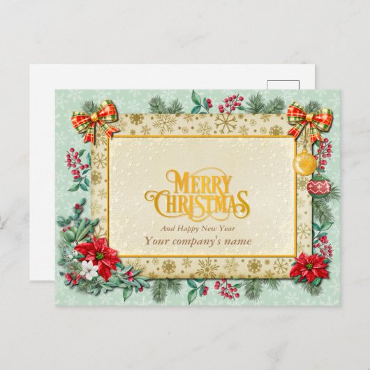 Love Posのメリークリスマスとハッピーニューイヤー ポストカード (正面/裏面)