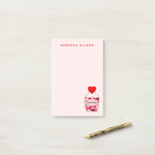 Love Potion Bottle Personalized Valentine Pink ポストイット (デスク上)