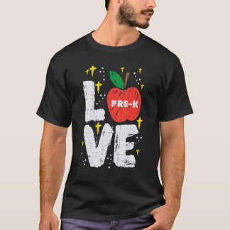 Love Pre K Apple Prek School Teaの初日 Tシャツ