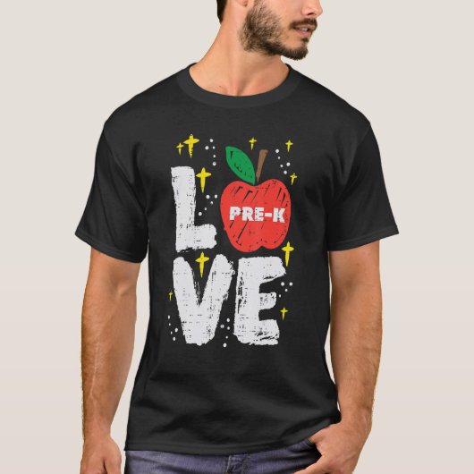 Love Pre K Apple Prek School Teaの初日 Tシャツ (正面)