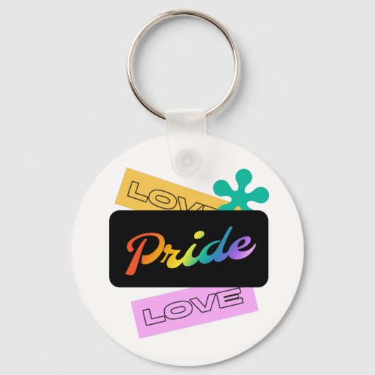 Love pride love. LGBT+pride. Rainbow キーホルダー (正面)