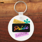 Love pride love. LGBT+pride. Rainbow キーホルダー (正面)