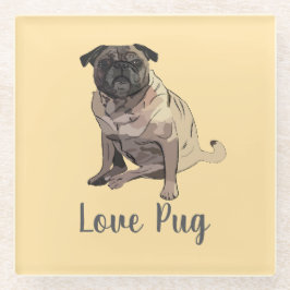 Love Pug ガラスコースター