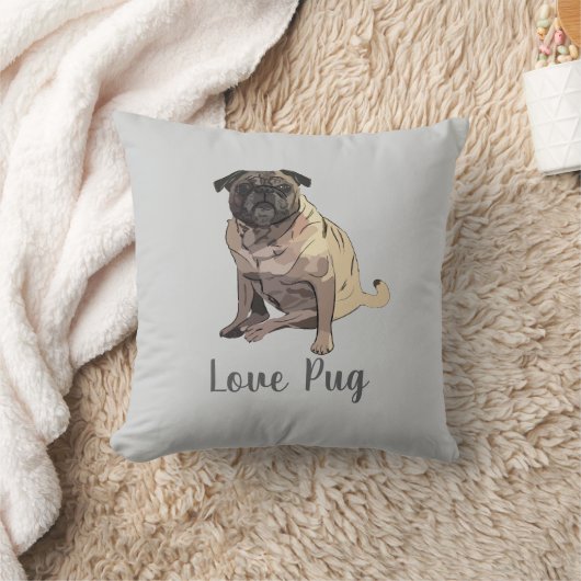 Love Pug クッション (ブランケット)