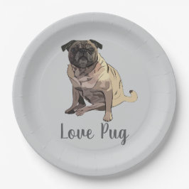 Love Pug ペーパープレート