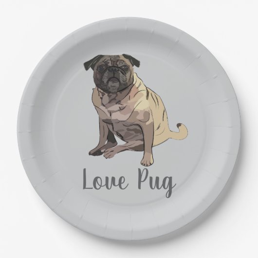 Love Pug ペーパープレート (正面)