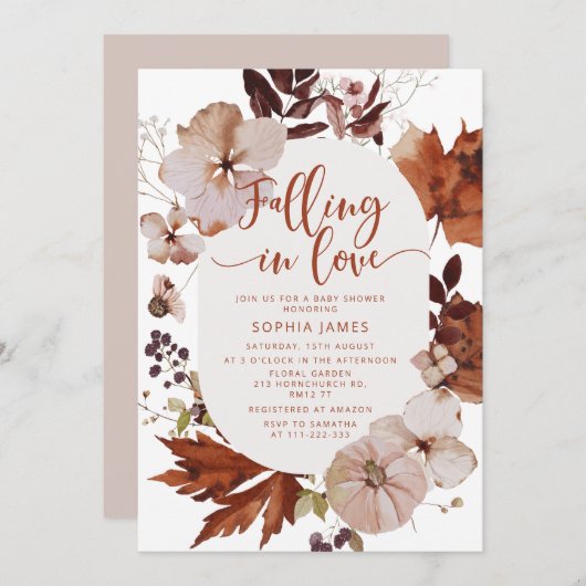 Love pumpkin baby shower 招待状 (正面/裏面)