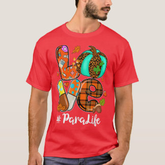 LOVE Pumpkin Leopard Pencil Para Life Fall Thankgi Tシャツ