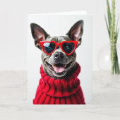 Love Puppy Heart Glasses Card カード (正面)