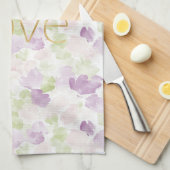 Love Purple Lavender Rose Petals Floral キッチンタオル (四つ折り)