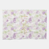 Love Purple Lavender Rose Petals Floral キッチンタオル (横)