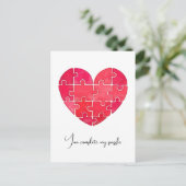 Love puzzle solved, red puzzle heart ポストカード (スタンド正面)